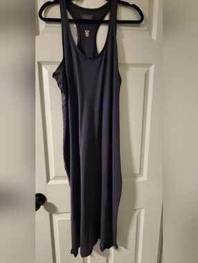 Victoria's Secret Navy Racerback Tank with White Embroidered Logo